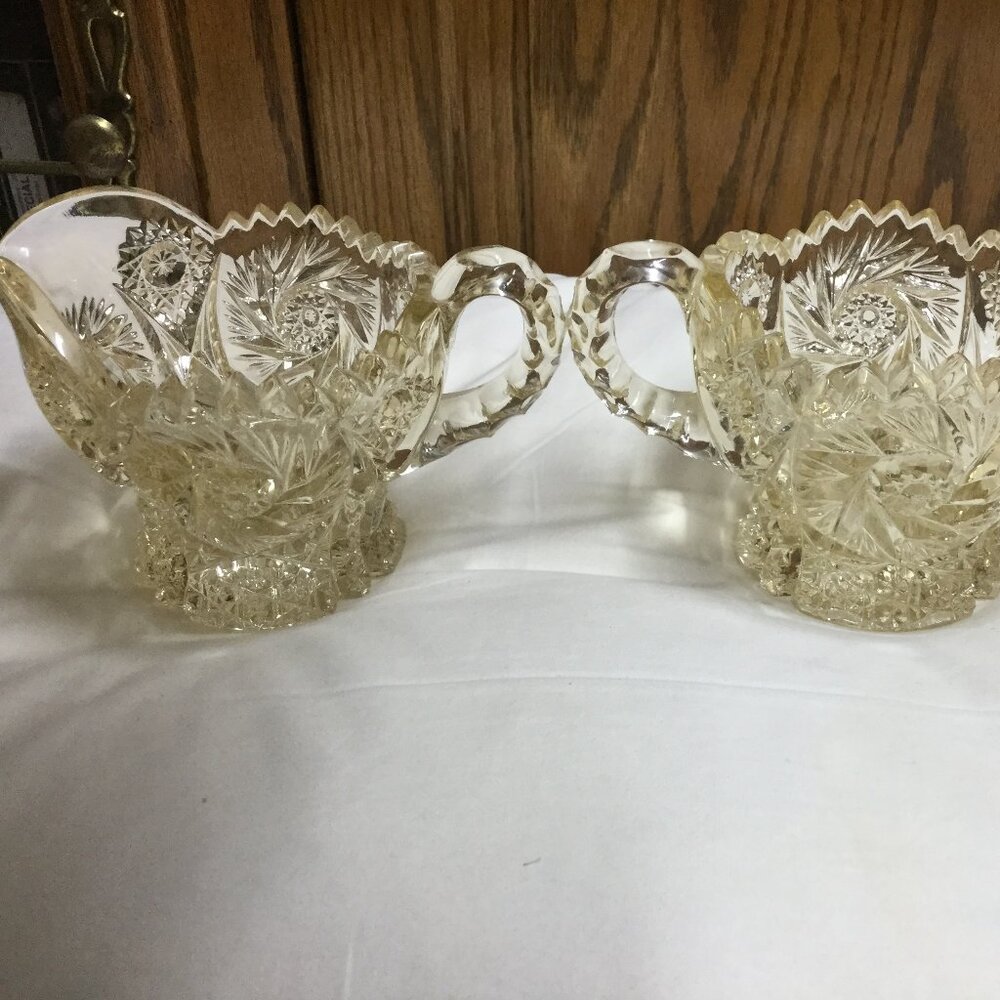 Matching Vintage Set Of Cream and Sugar Bowls, Pale Yellow